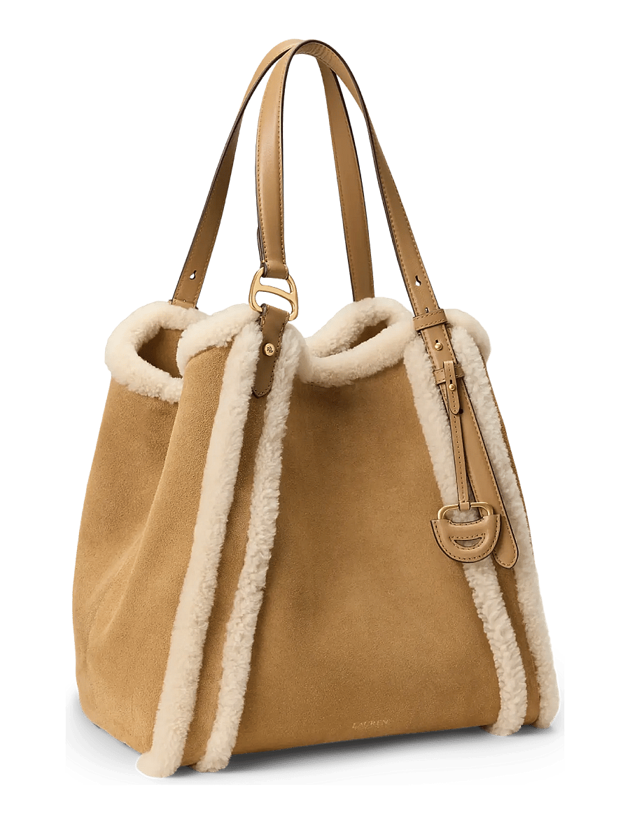 Lauren Ralph Lauren - Shearling-Trim Large Tasha Tote Bag - camel/natural - 2