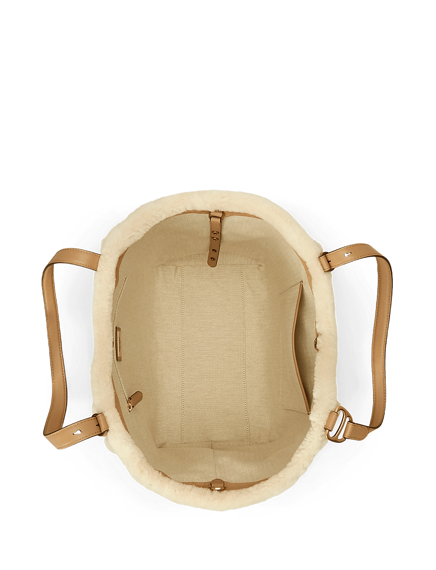 Lauren Ralph Lauren - Shearling-Trim Large Tasha Tote Bag - camel/natural - 4