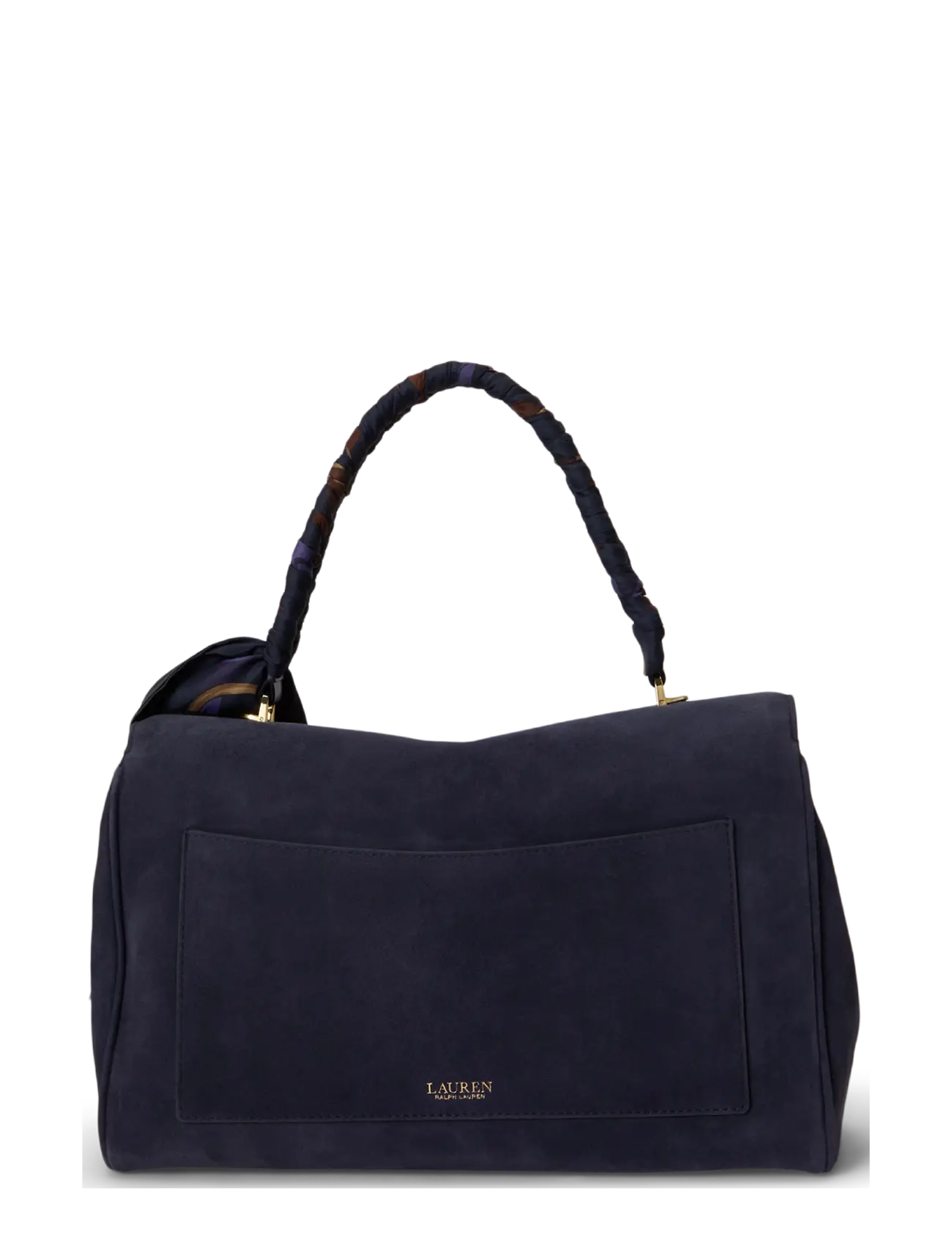 Lauren Ralph Lauren - Scarf-Trim Medium Farrah Soft Satchel - lrn nvy/urban blt - 1