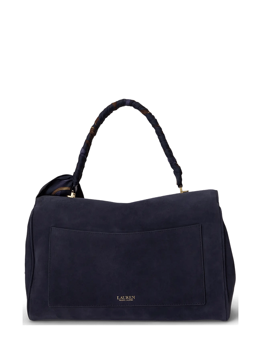 Lauren Ralph Lauren - Scarf-Trim Medium Farrah Soft Satchel - lrn nvy/urban blt - 1
