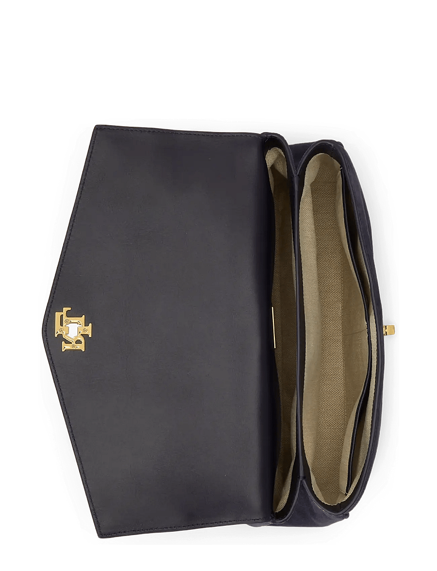 Lauren Ralph Lauren - Scarf-Trim Medium Farrah Soft Satchel - lrn nvy/urban blt - 4