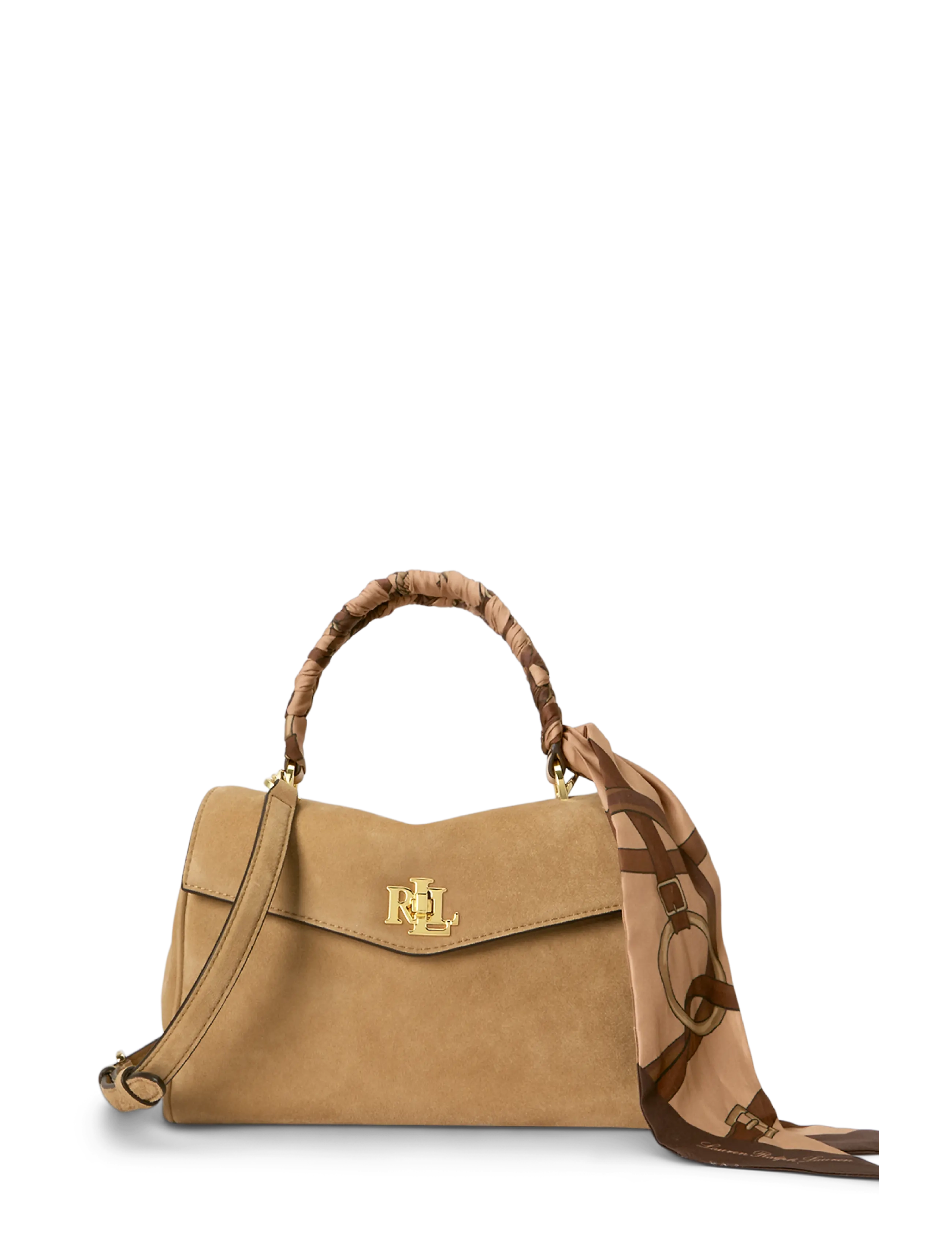 Lauren Ralph Lauren Scarf-Trim Small Farrah Soft Satchel - Bags - CAMEL/URBAN BLTNG / beige