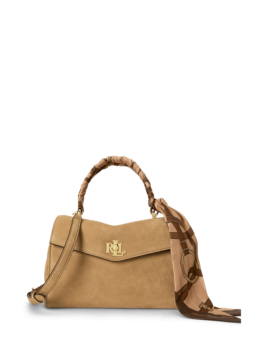 Lauren Ralph Lauren - Scarf-Trim Small Farrah Soft Satchel - camel/urban bltng - 1
