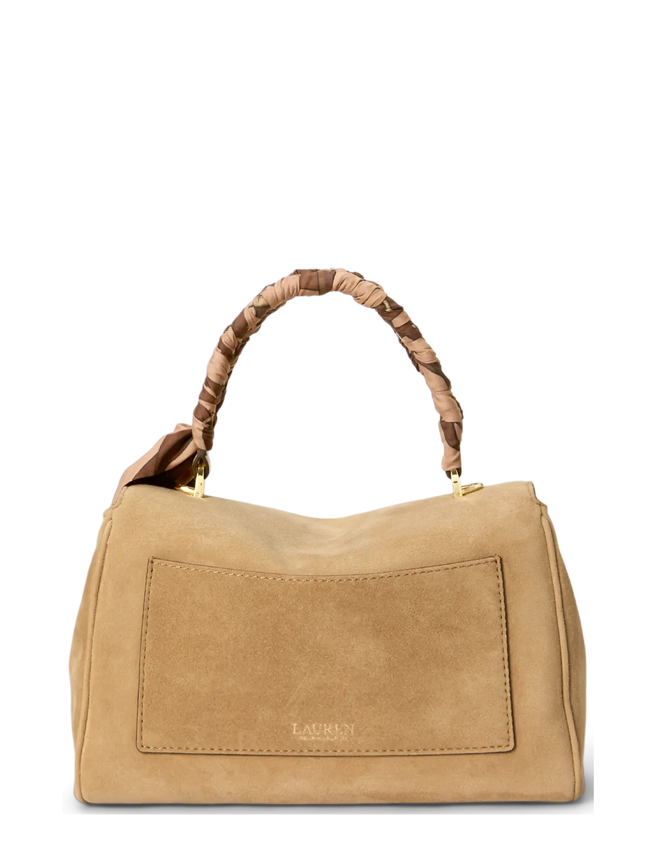 Lauren Ralph Lauren - Scarf-Trim Small Farrah Soft Satchel - camel/urban bltng - 2