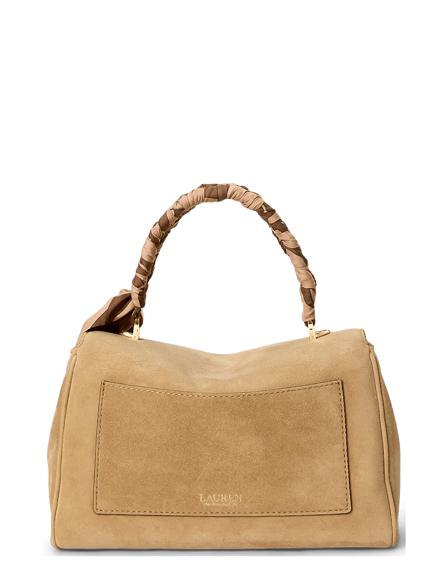 Lauren Ralph Lauren - Scarf-Trim Small Farrah Soft Satchel - camel/urban bltng - 2