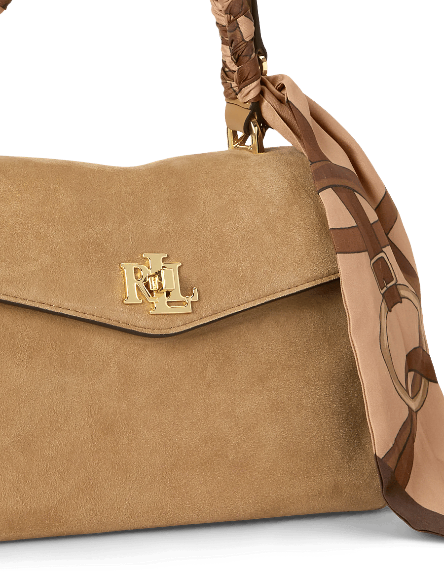 Lauren Ralph Lauren - Scarf-Trim Small Farrah Soft Satchel - camel/urban bltng - 4