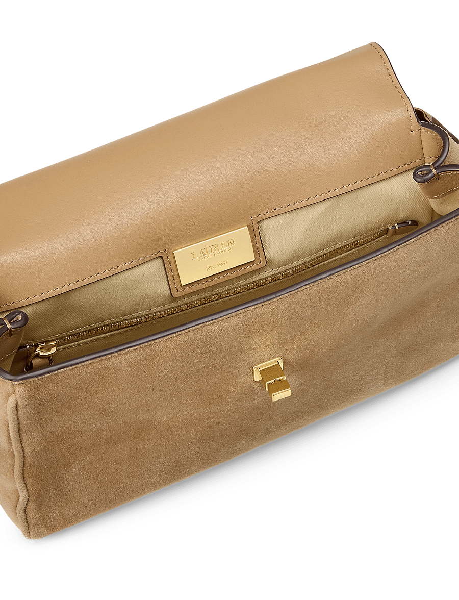 Lauren Ralph Lauren - Scarf-Trim Small Farrah Soft Satchel - camel/urban bltng - 5