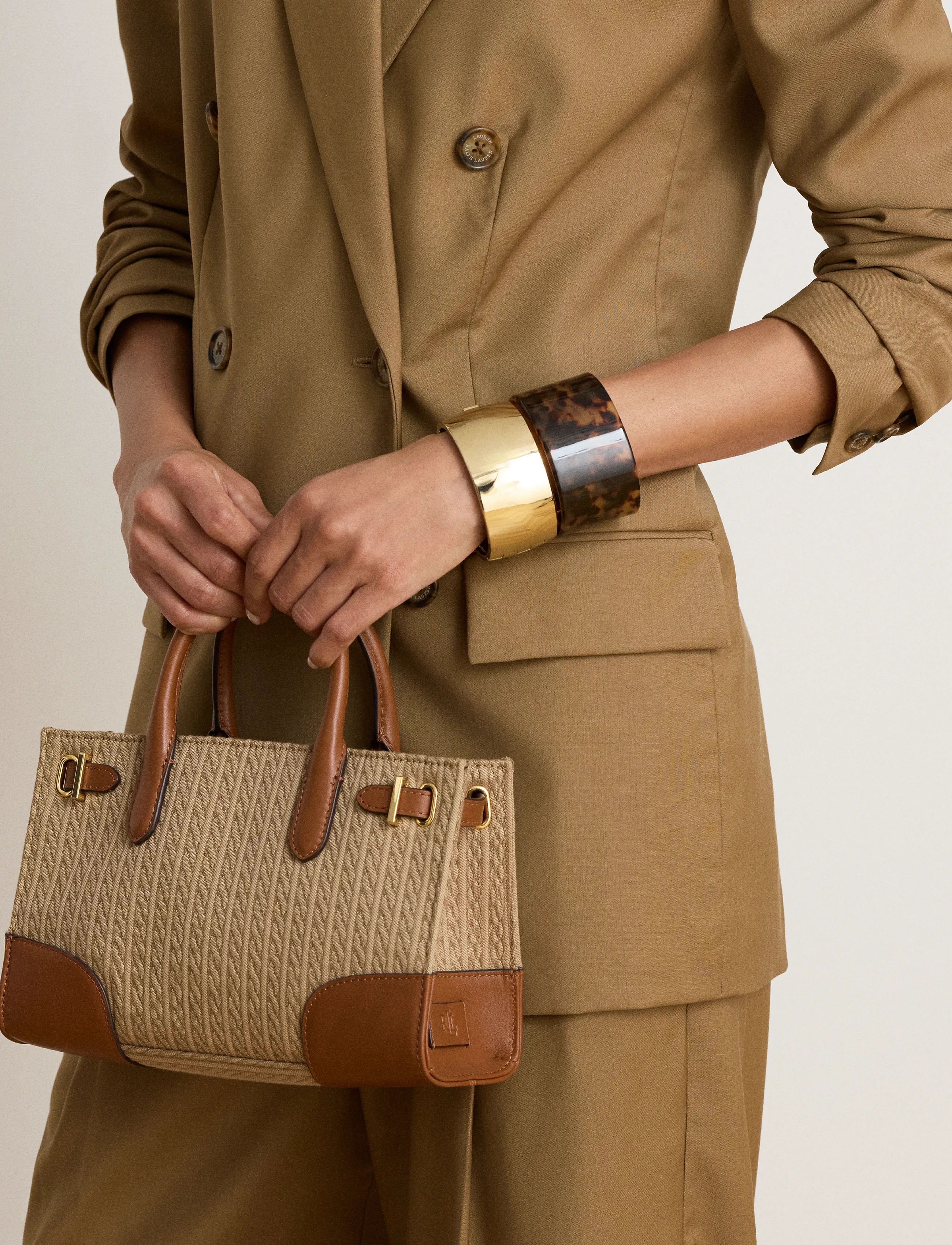 Lauren Ralph Lauren - Mini-Cable Jacquard Small Devyn Tote Bag - khaki/lauren tan - 3