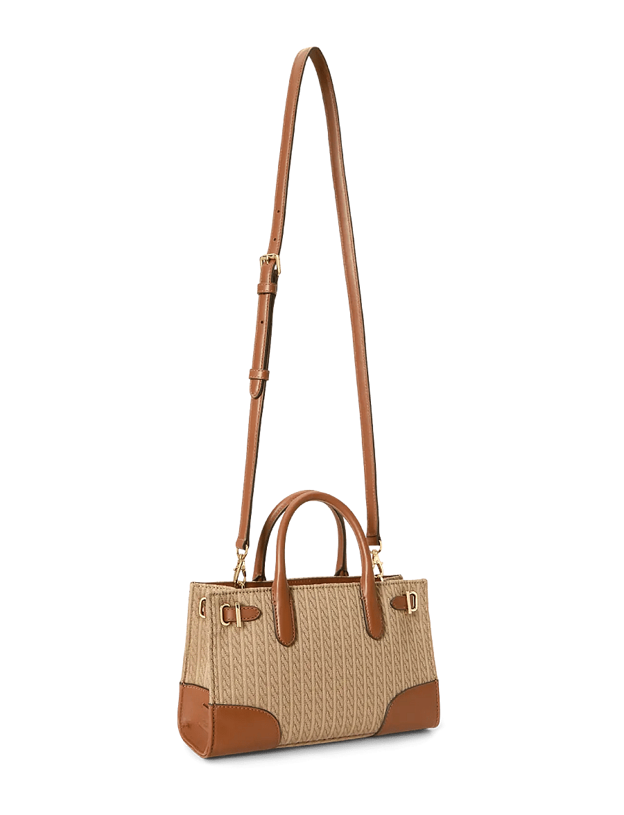 Lauren Ralph Lauren - Mini-Cable Jacquard Small Devyn Tote Bag - tote töskur - khaki/lauren tan - 1
