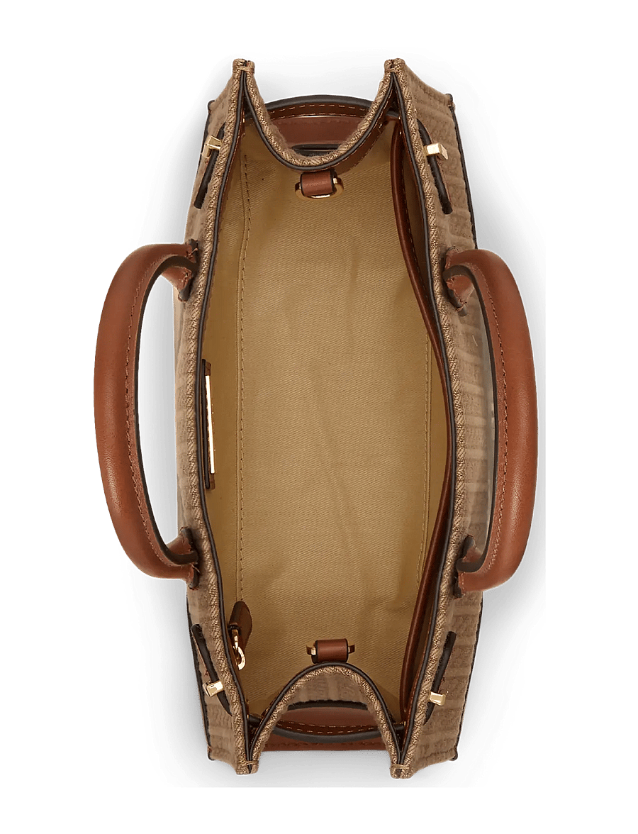 Lauren Ralph Lauren - Mini-Cable Jacquard Small Devyn Tote Bag - tote töskur - khaki/lauren tan - 2