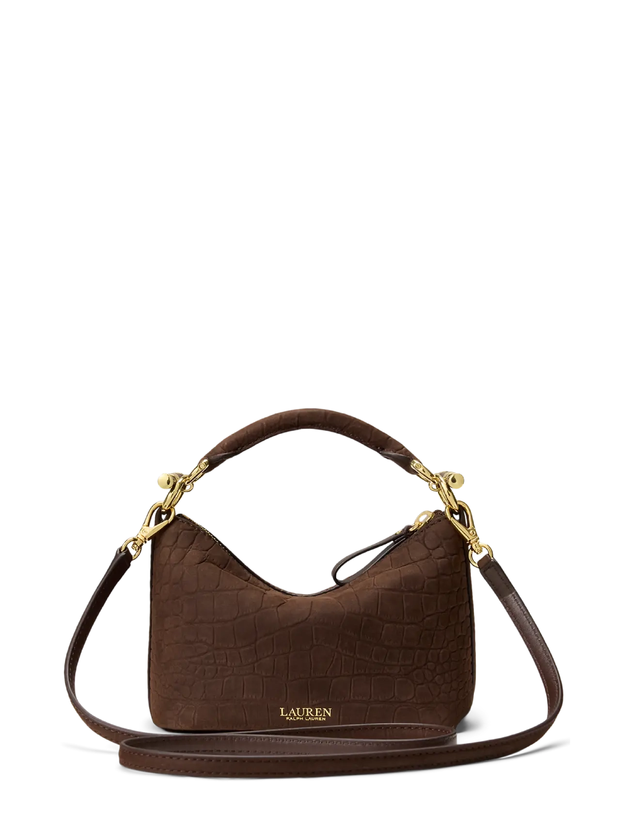 Lauren Ralph Lauren - Embossed Nubuck Mini Blaike Shoulder Bag - alltags-style - chestnut brown - 1