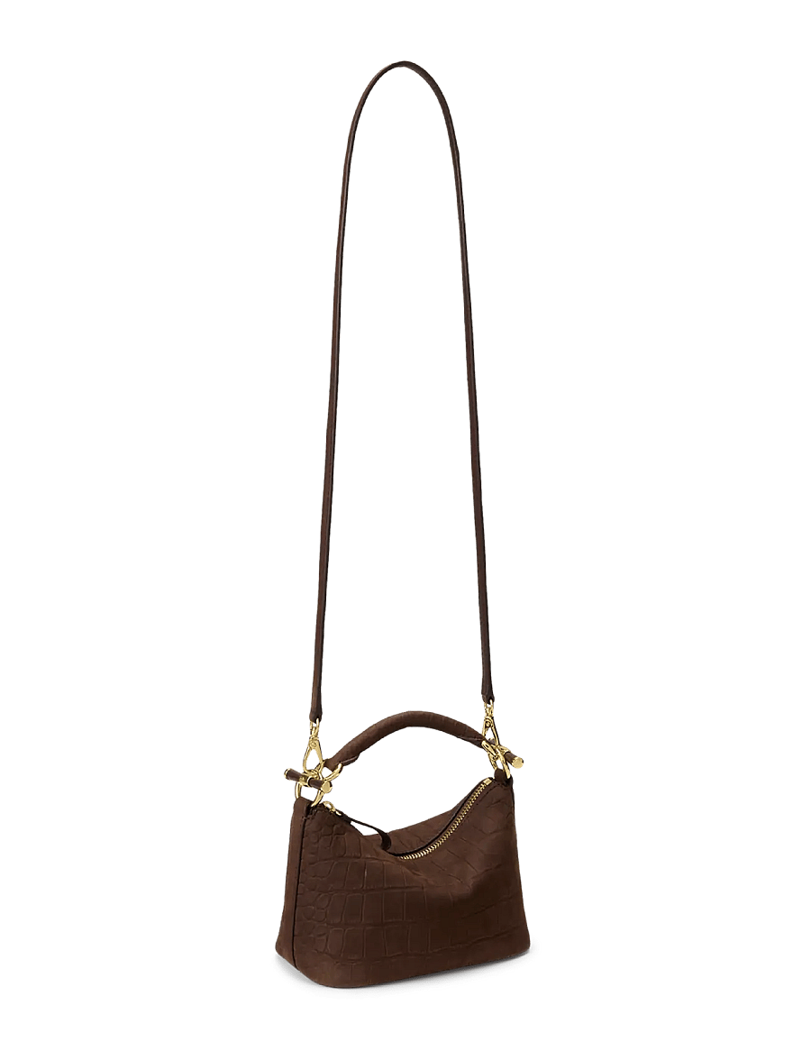 Lauren Ralph Lauren - Embossed Nubuck Mini Blaike Shoulder Bag - alltags-style - chestnut brown - 2