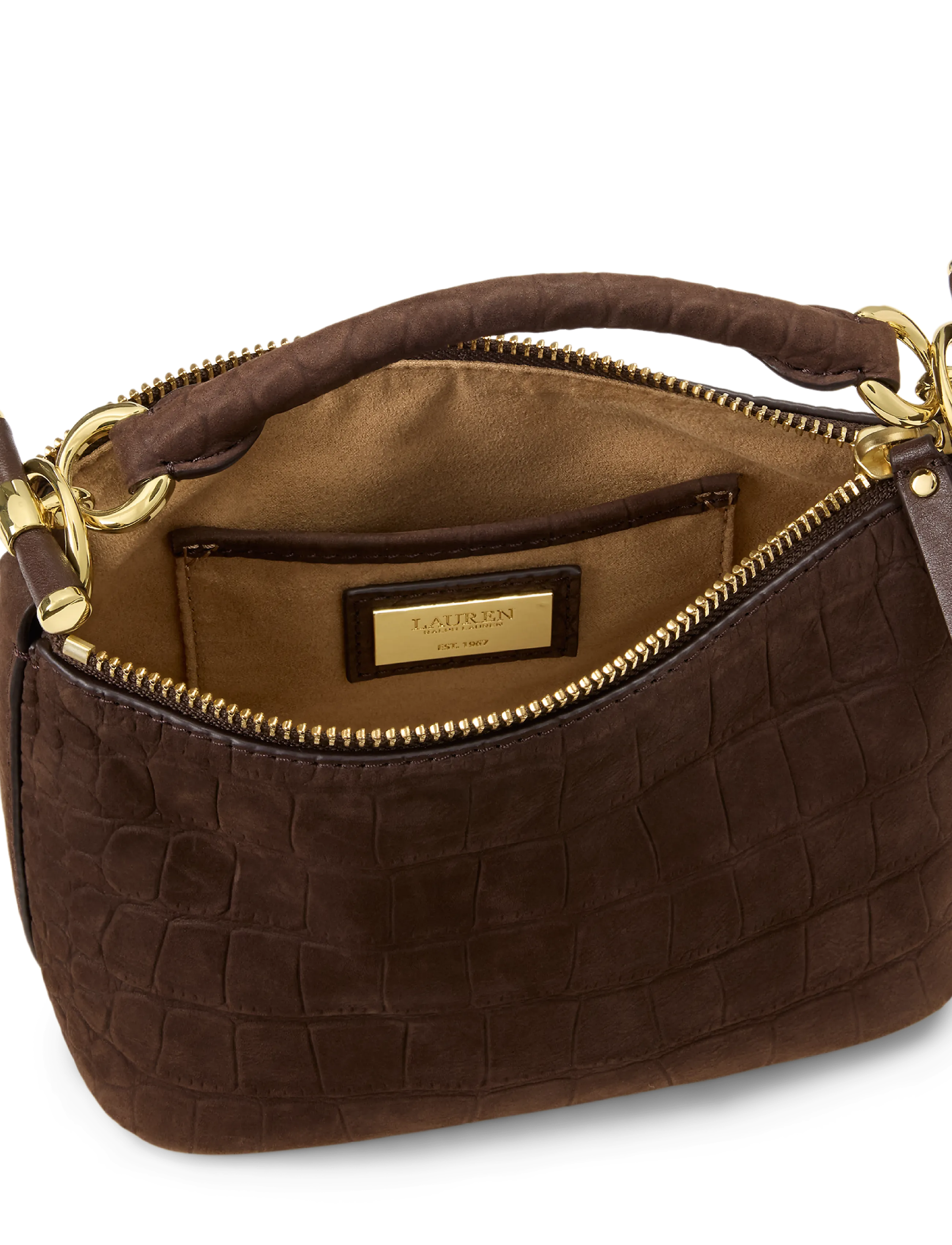 Lauren Ralph Lauren - Embossed Nubuck Mini Blaike Shoulder Bag - alltags-style - chestnut brown - 5