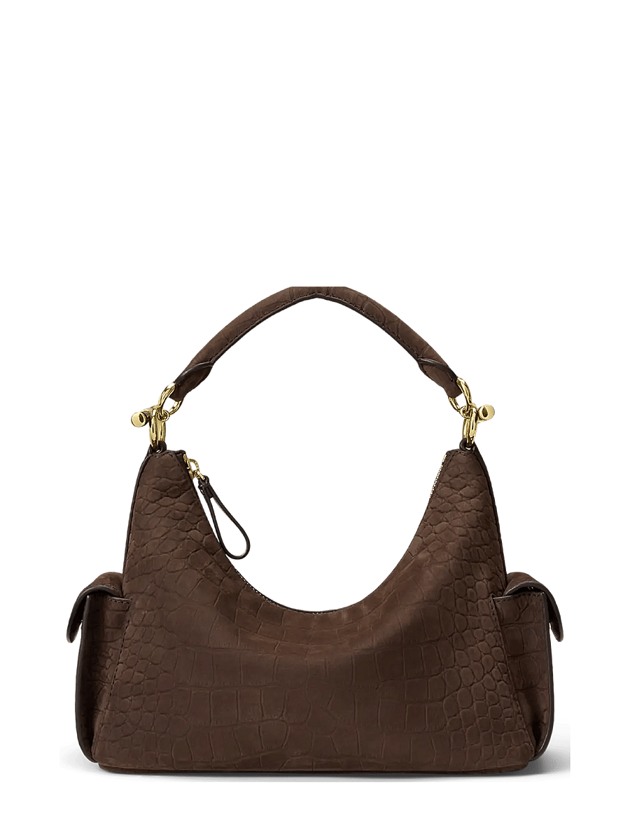Lauren Ralph Lauren - Croc-Embossed Small Blaike Shoulder Bag - alltags-style - chestnut brown - 0