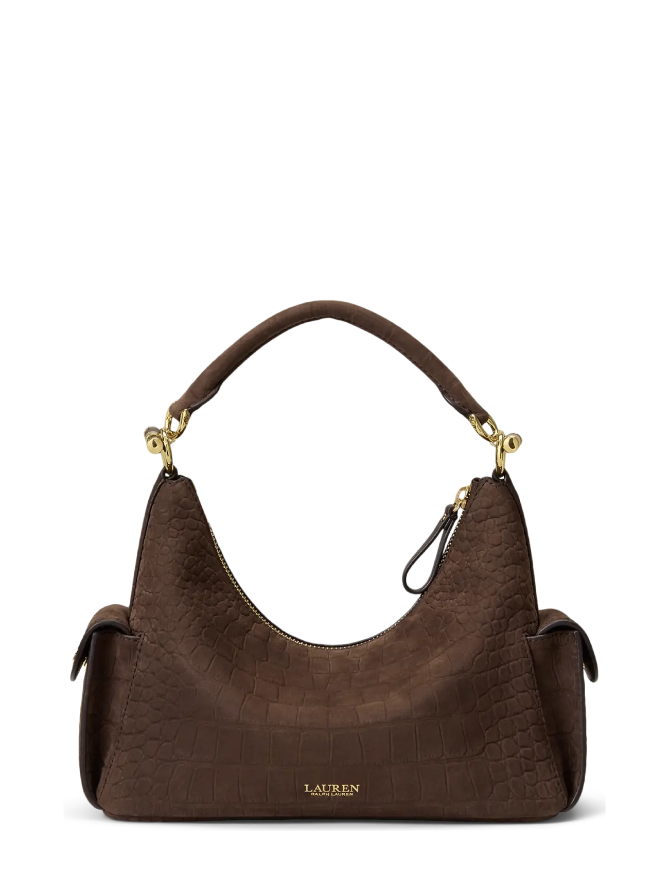 Lauren Ralph Lauren - Croc-Embossed Small Blaike Shoulder Bag - alltags-style - chestnut brown - 1