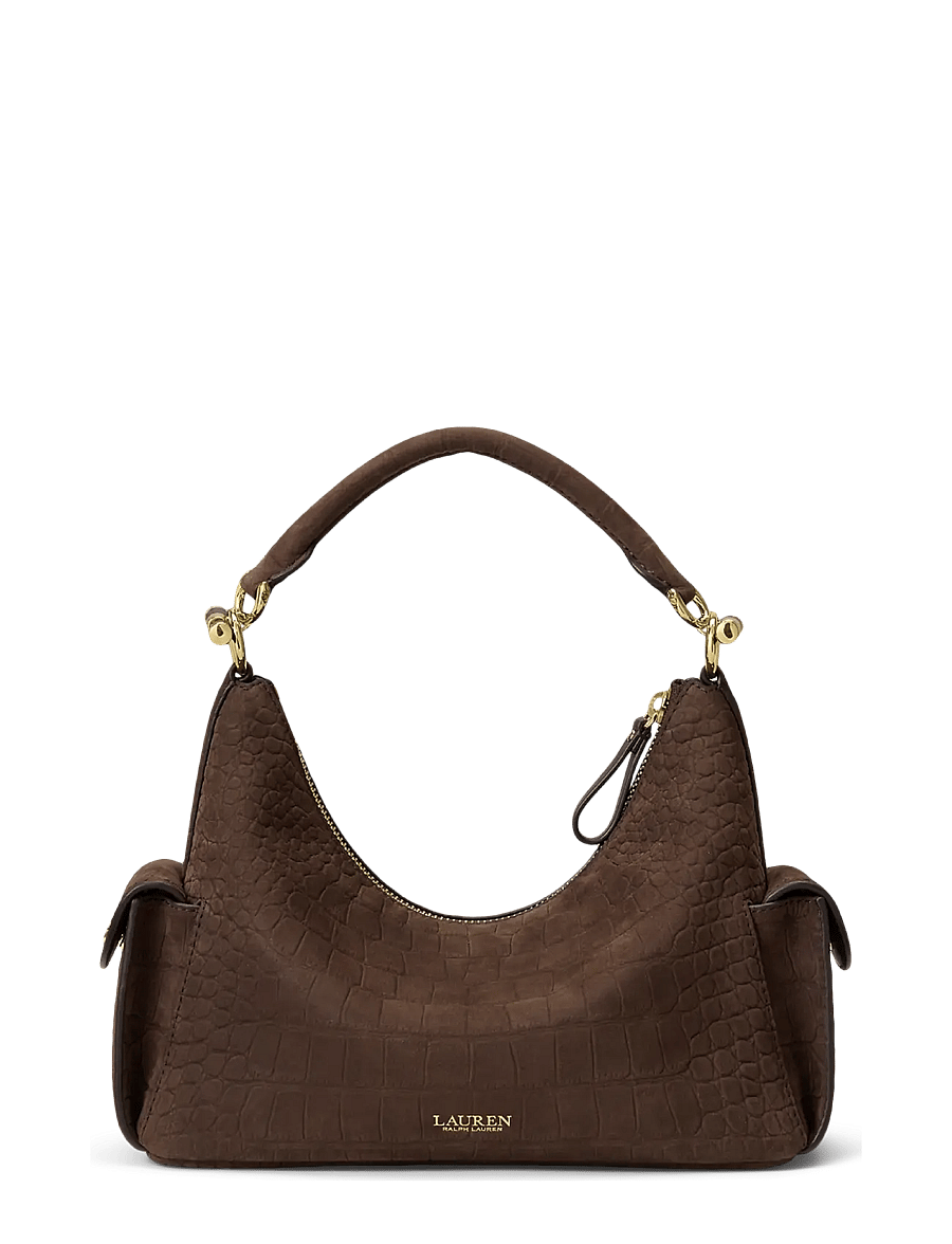 Lauren Ralph Lauren - Croc-Embossed Small Blaike Shoulder Bag - alltags-style - chestnut brown - 1