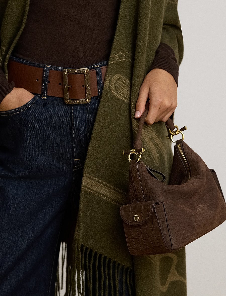 Lauren Ralph Lauren - Croc-Embossed Small Blaike Shoulder Bag - alltags-style - chestnut brown - 3