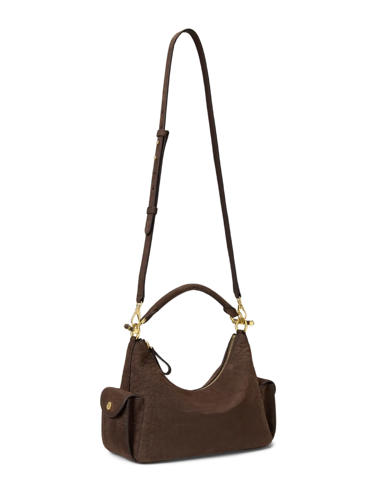 Lauren Ralph Lauren - Croc-Embossed Small Blaike Shoulder Bag - alltags-style - chestnut brown - 2