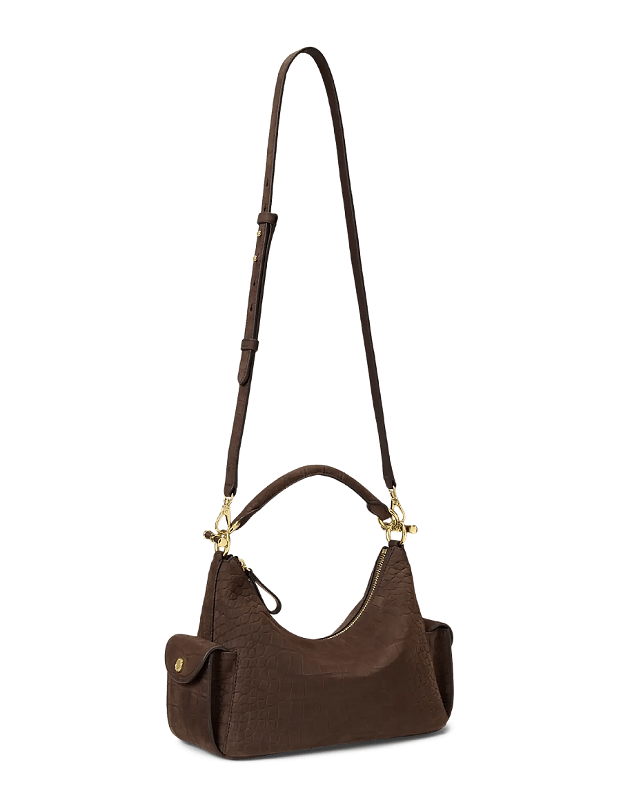 Lauren Ralph Lauren - Croc-Embossed Small Blaike Shoulder Bag - alltags-style - chestnut brown - 2