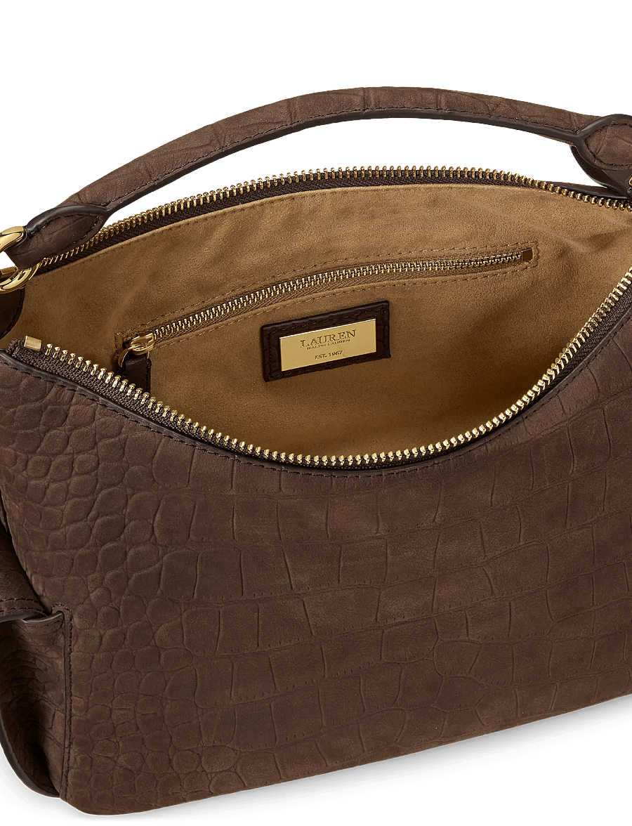Lauren Ralph Lauren - Croc-Embossed Small Blaike Shoulder Bag - alltags-style - chestnut brown - 4