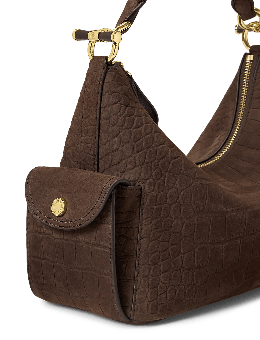 Lauren Ralph Lauren - Croc-Embossed Small Blaike Shoulder Bag - alltags-style - chestnut brown - 5