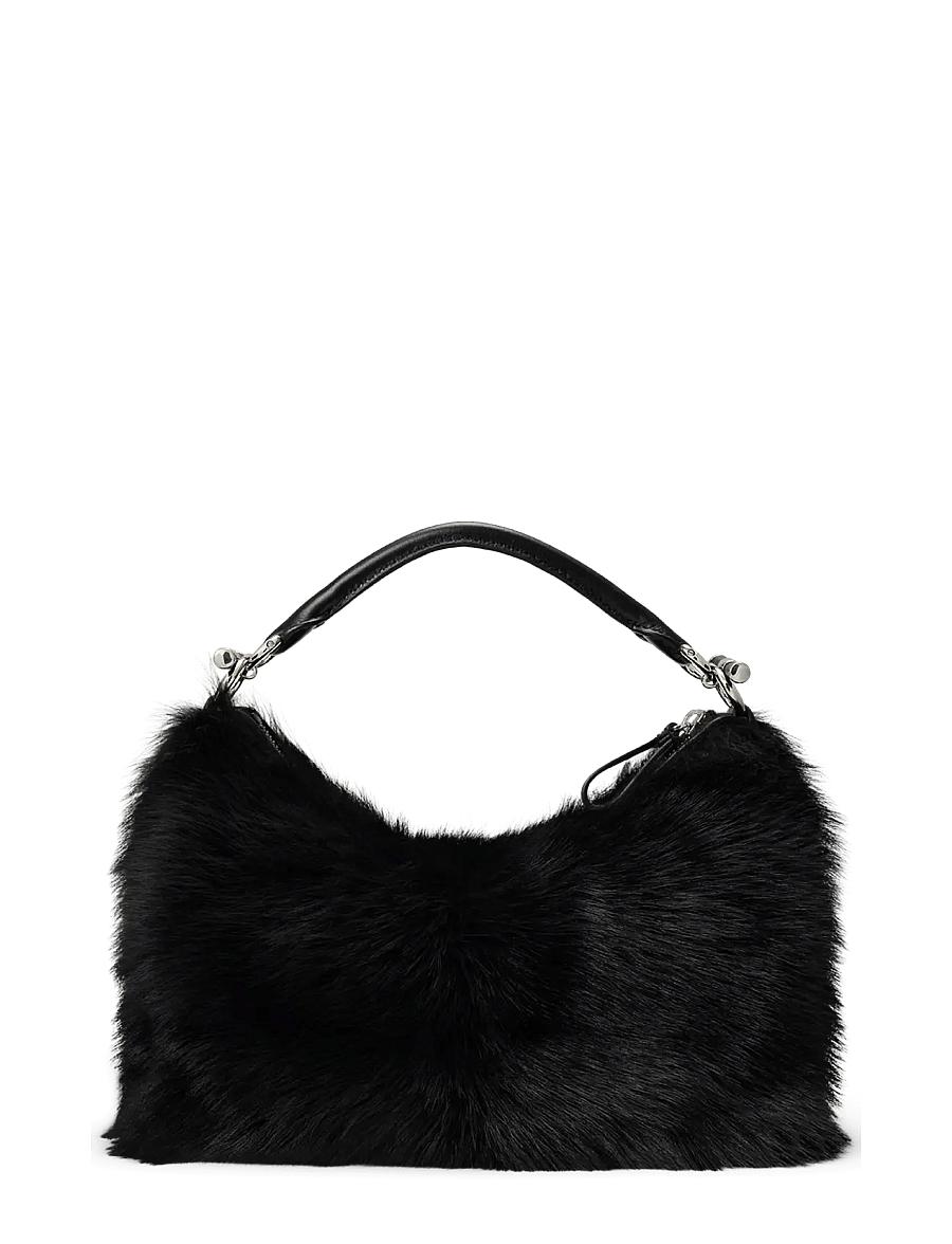 Lauren Ralph Lauren - Shearling Small Blaike Shoulder Bag - schultertaschen - black/black - 1