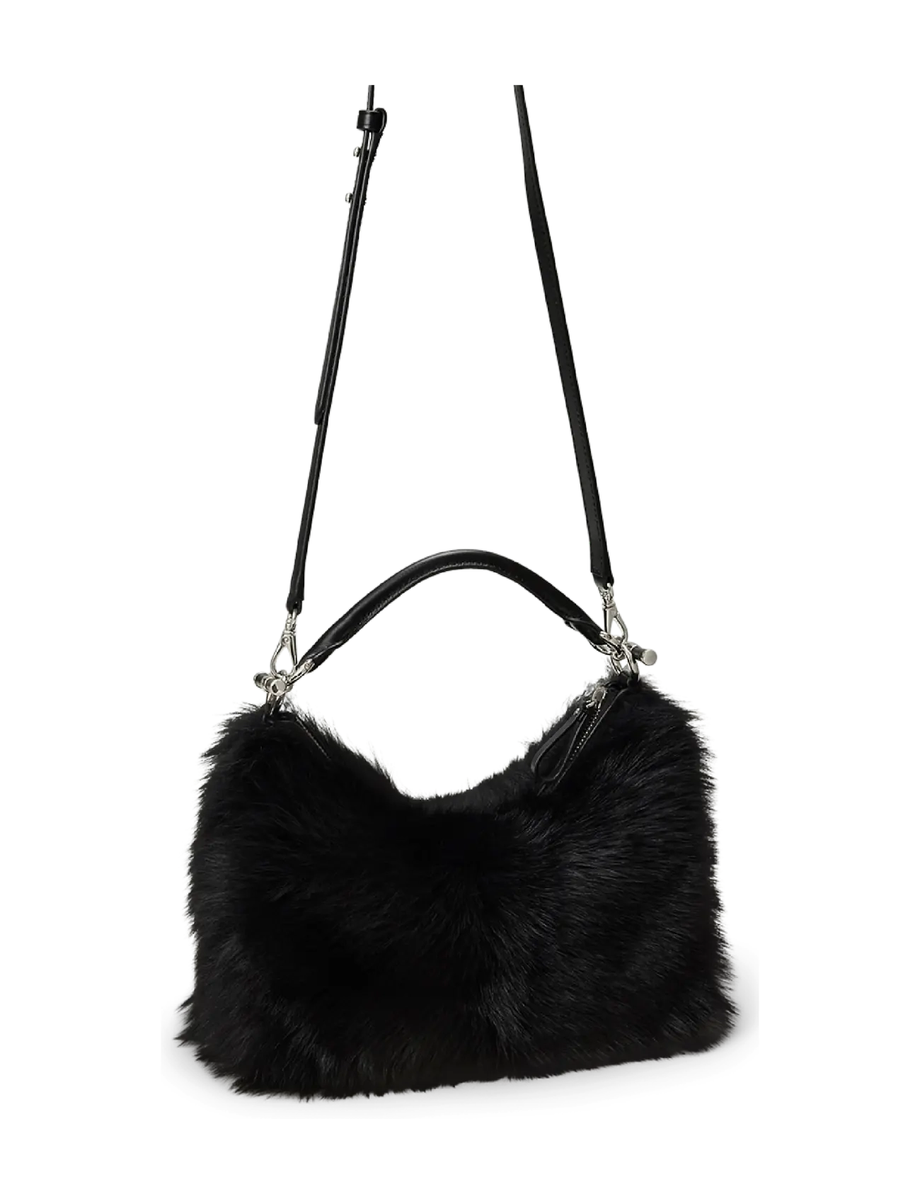 Lauren Ralph Lauren - Shearling Small Blaike Shoulder Bag - shoulder bags - black/black - 2