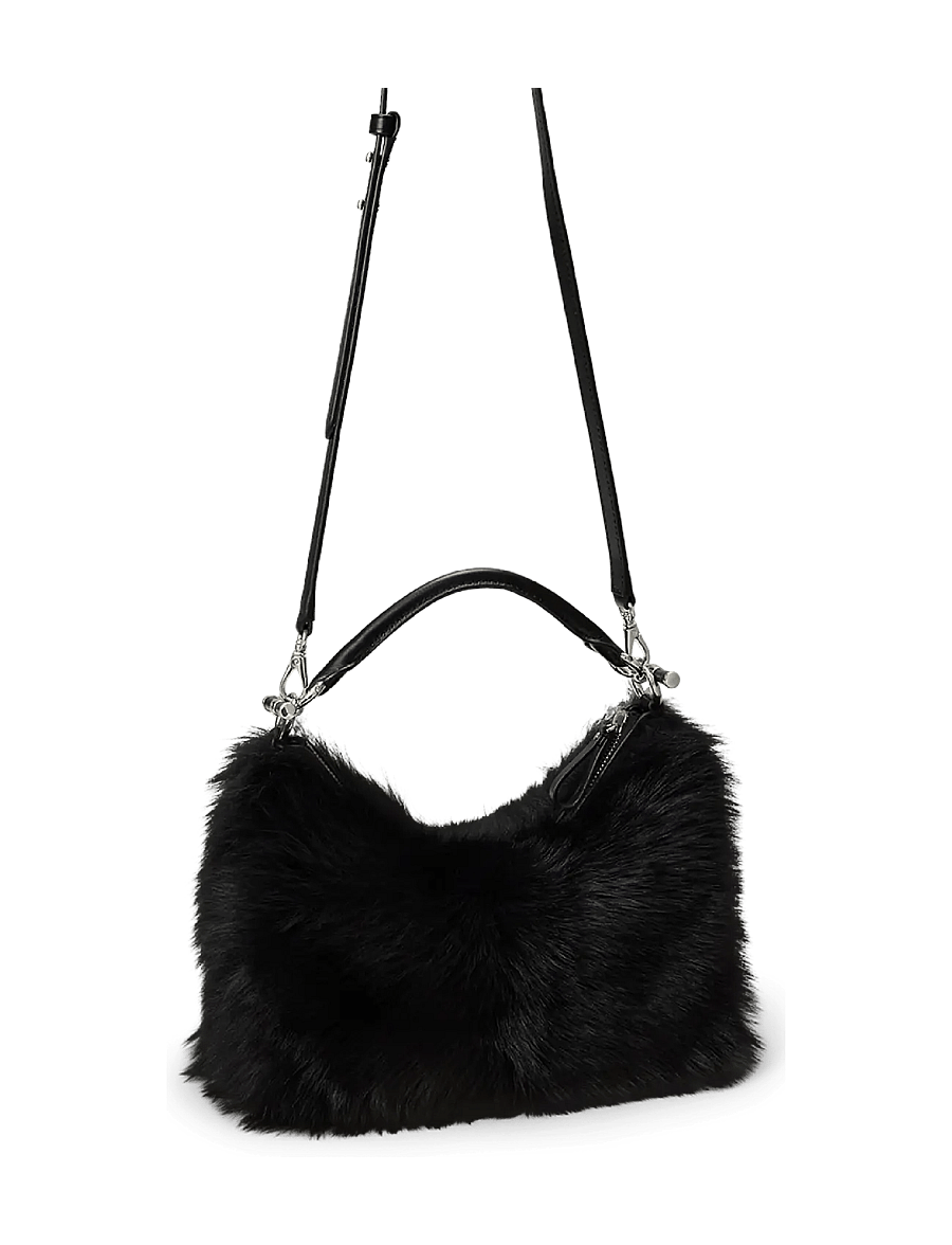 Lauren Ralph Lauren - Shearling Small Blaike Shoulder Bag - schultertaschen - black/black - 2