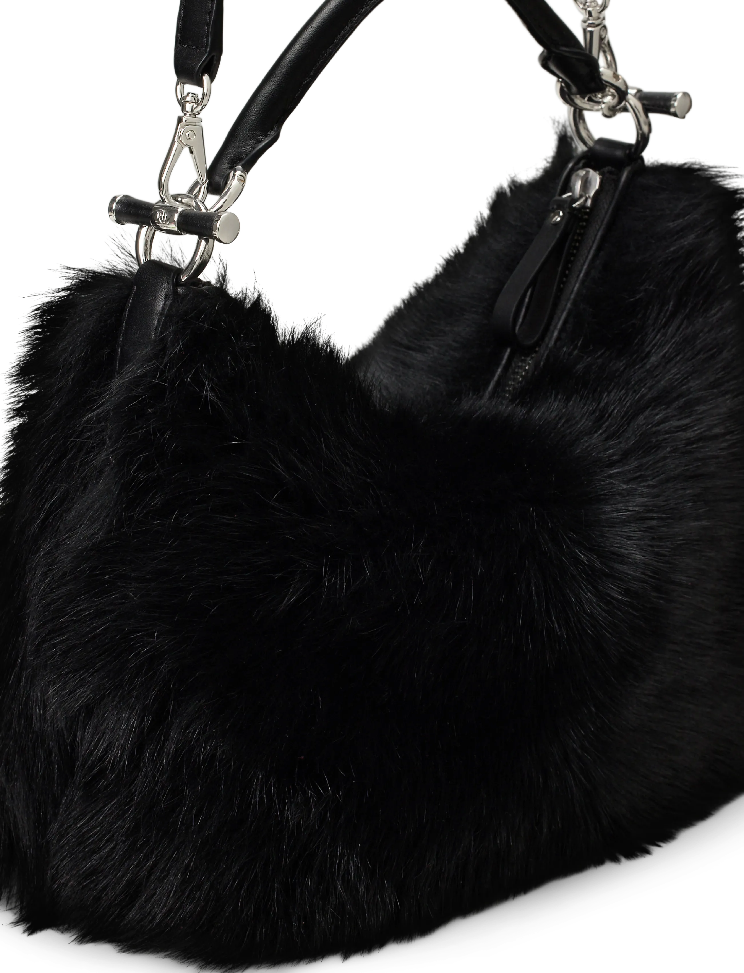 Lauren Ralph Lauren - Shearling Small Blaike Shoulder Bag - shoulder bags - black/black - 4