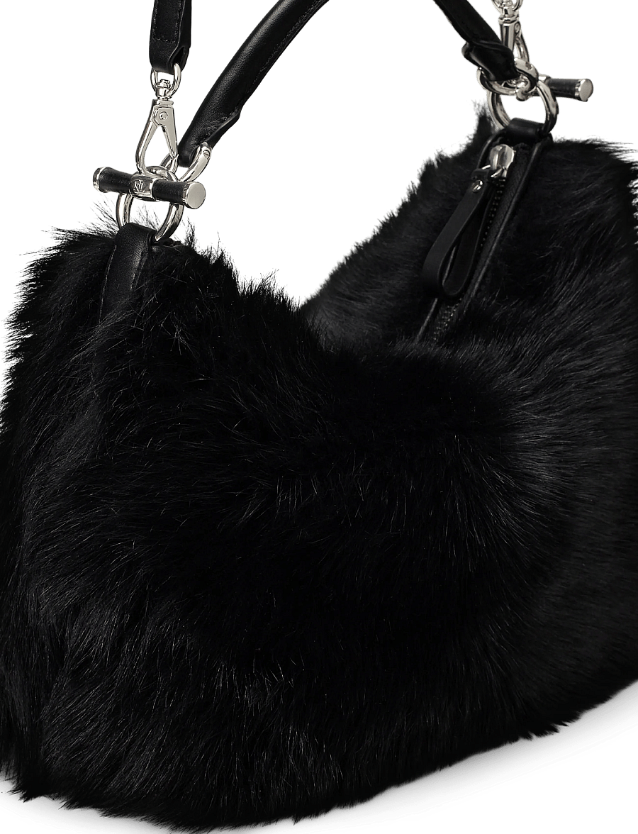 Lauren Ralph Lauren - Shearling Small Blaike Shoulder Bag - schultertaschen - black/black - 4