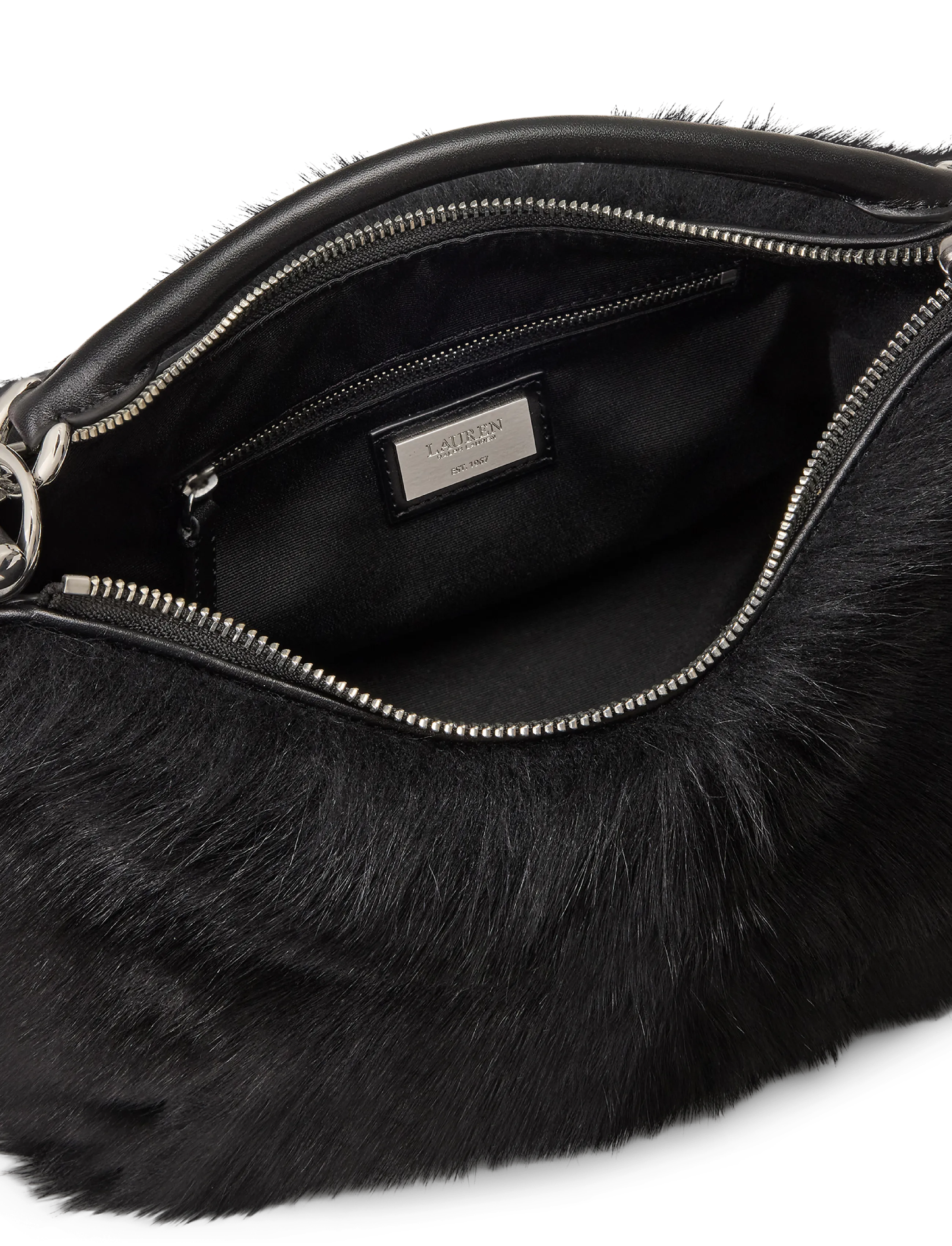 Lauren Ralph Lauren - Shearling Small Blaike Shoulder Bag - shoulder bags - black/black - 5