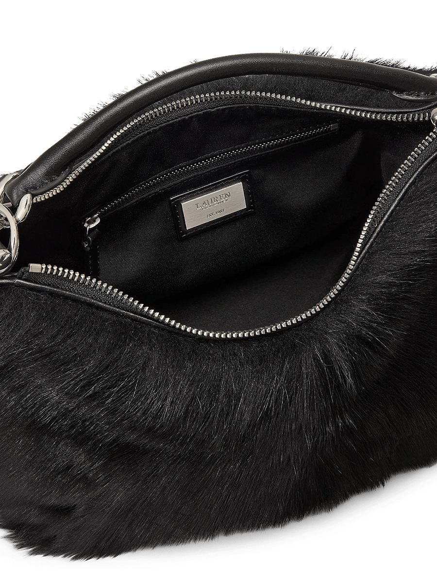 Lauren Ralph Lauren - Shearling Small Blaike Shoulder Bag - schultertaschen - black/black - 5