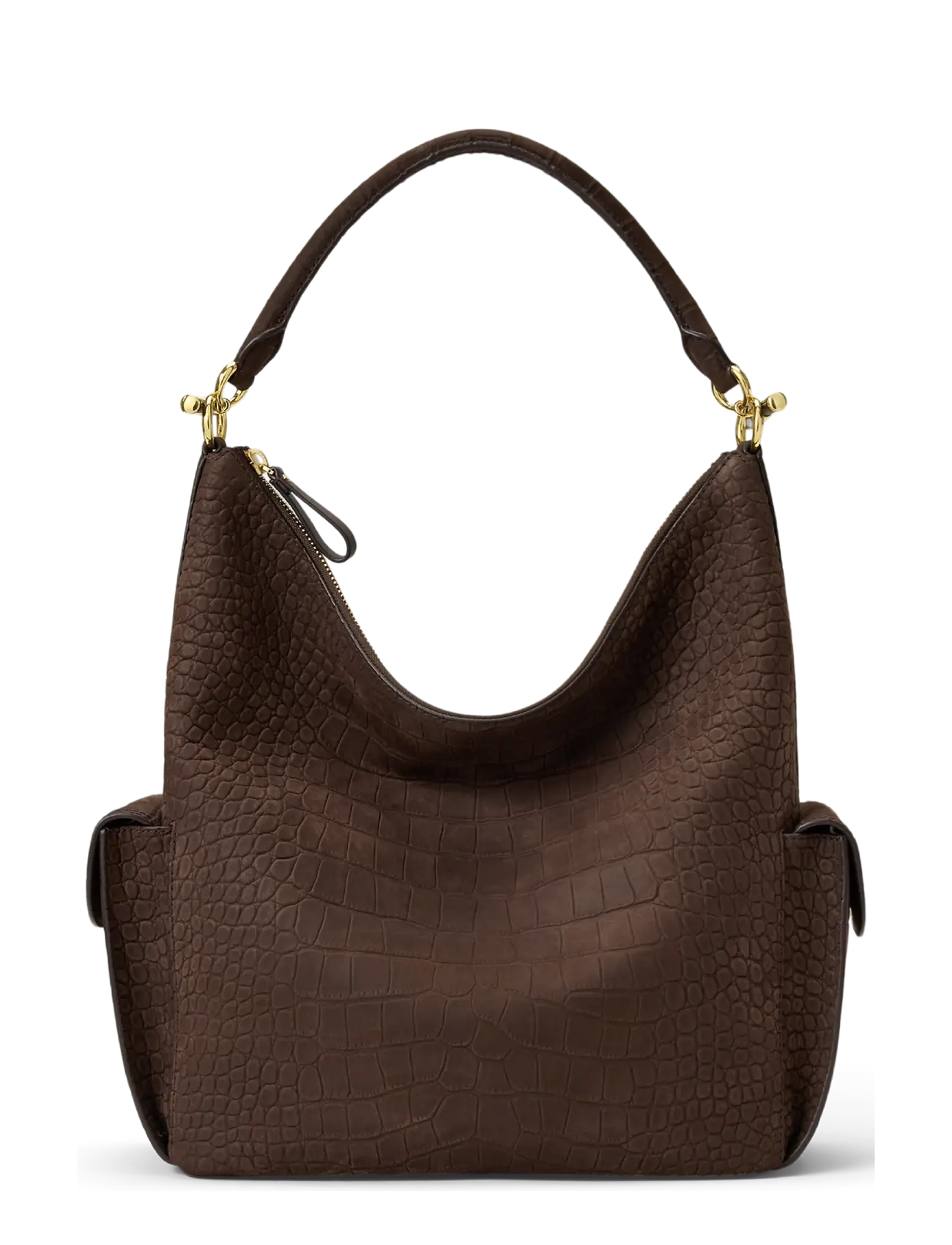 Lauren Ralph Croc-Embossed Large Blaike Shoulder Bag, One Size, Bags, Braun - Small Bags-crossbody Frauen