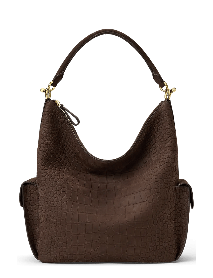 Lauren Ralph Lauren - Croc-Embossed Large Blaike Shoulder Bag - alltags-style - chestnut brown - 0