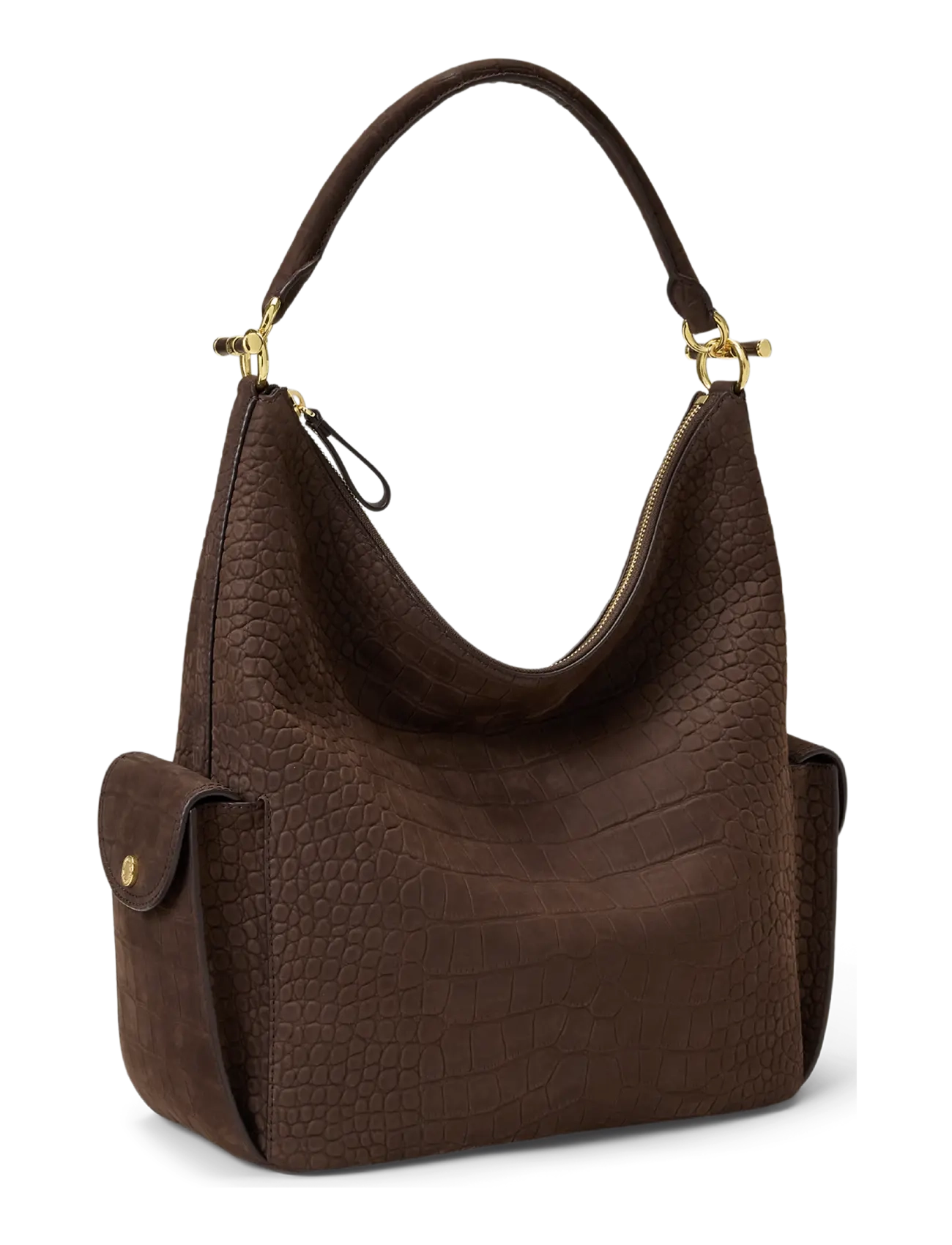 Lauren Ralph Lauren - Croc-Embossed Large Blaike Shoulder Bag - alltags-style - chestnut brown - 1