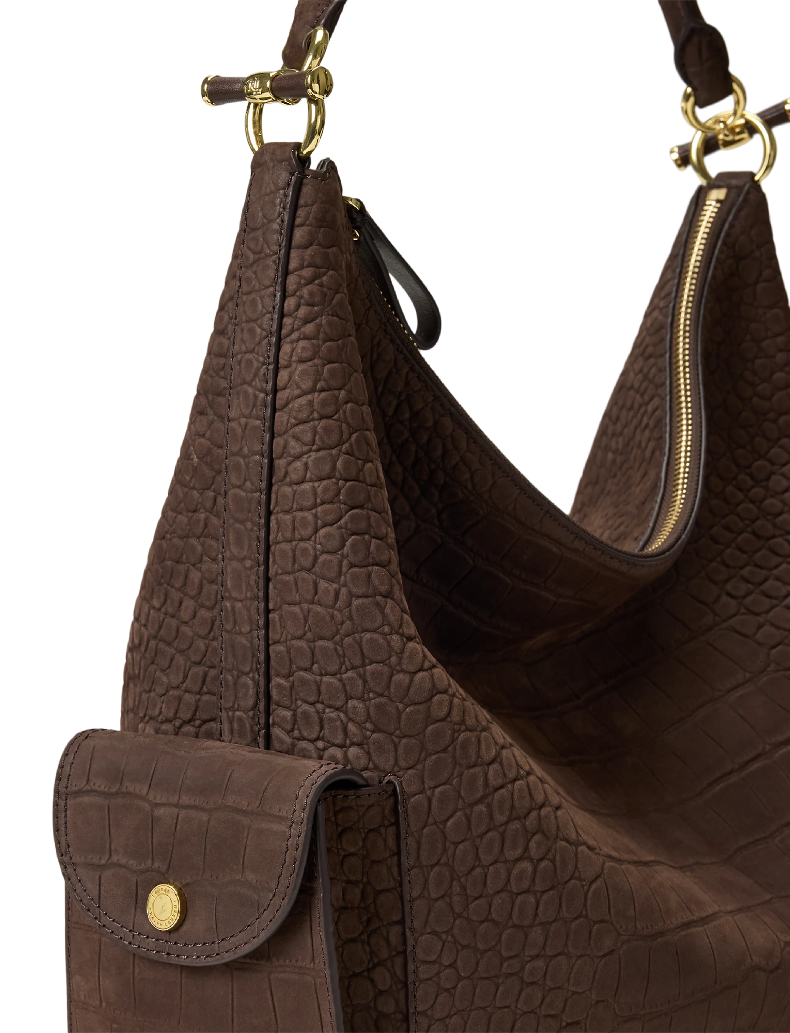 Lauren Ralph Lauren - Croc-Embossed Large Blaike Shoulder Bag - alltags-style - chestnut brown - 3