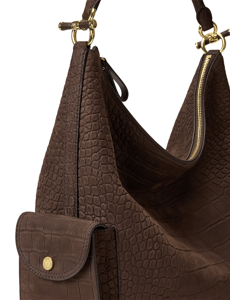 Lauren Ralph Lauren - Croc-Embossed Large Blaike Shoulder Bag - alltags-style - chestnut brown - 3