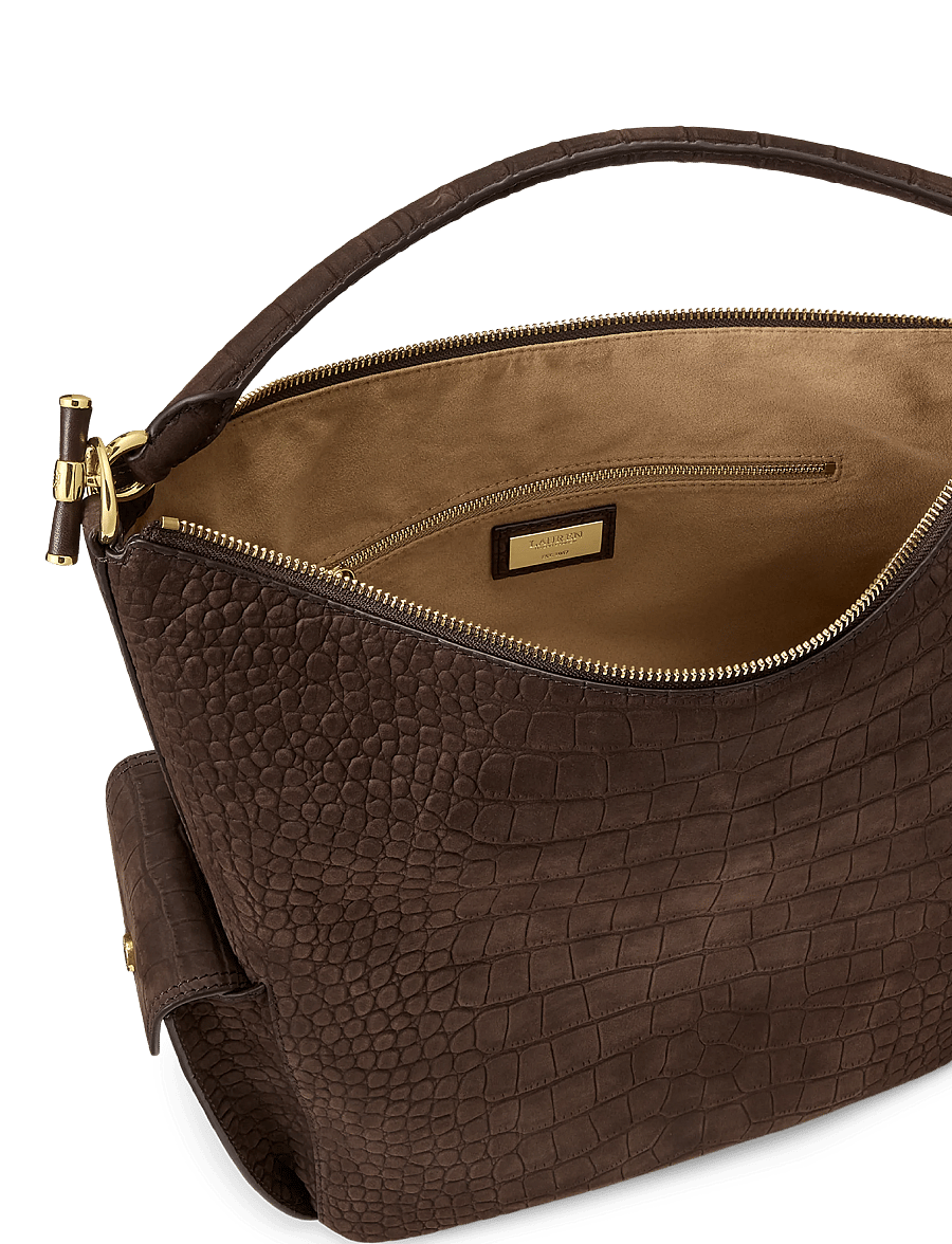 Lauren Ralph Lauren - Croc-Embossed Large Blaike Shoulder Bag - alltags-style - chestnut brown - 4