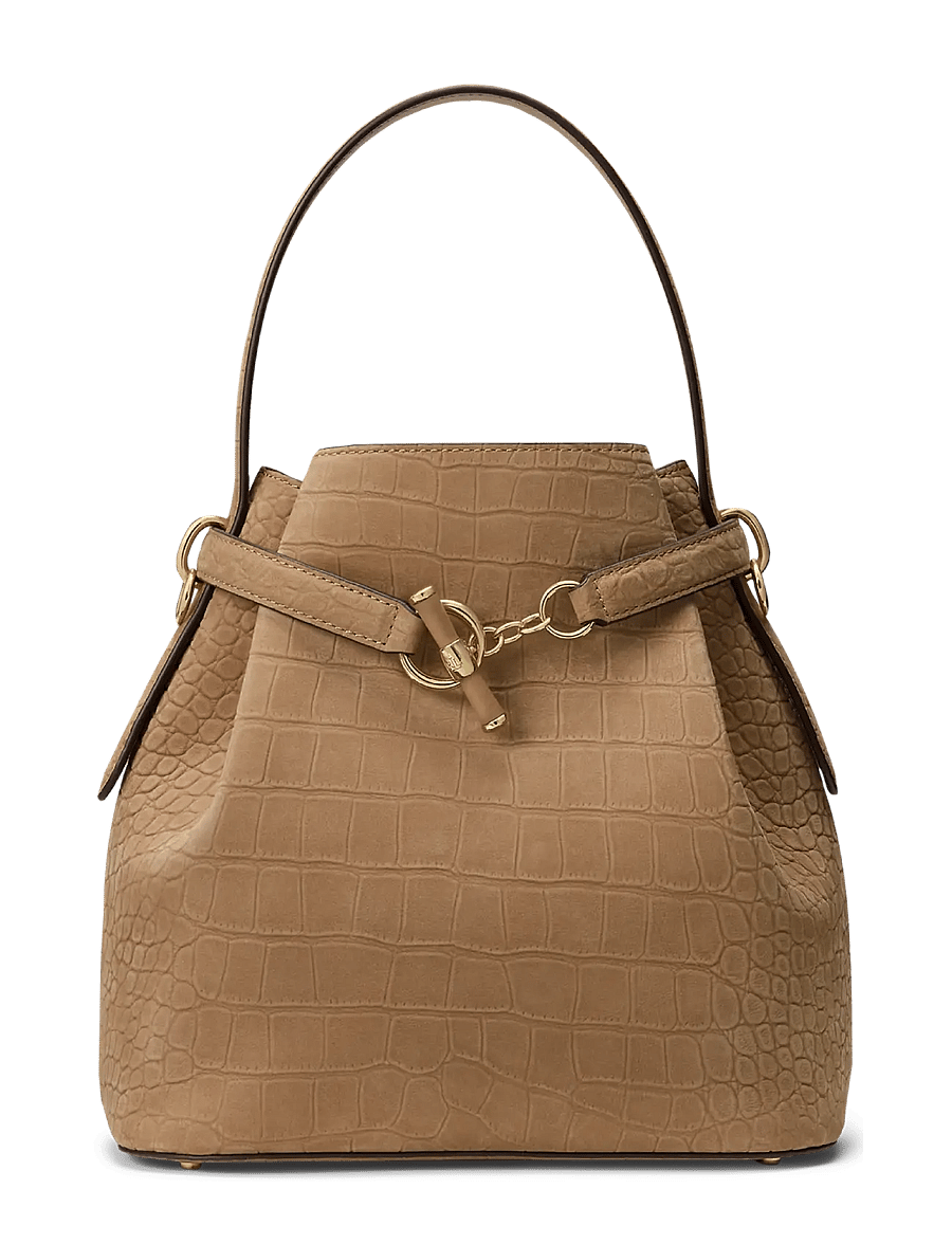 Lauren Ralph Lauren - Embossed Nubuck Medium Blaike Bucket Bag - beuteltaschen - camel - 0