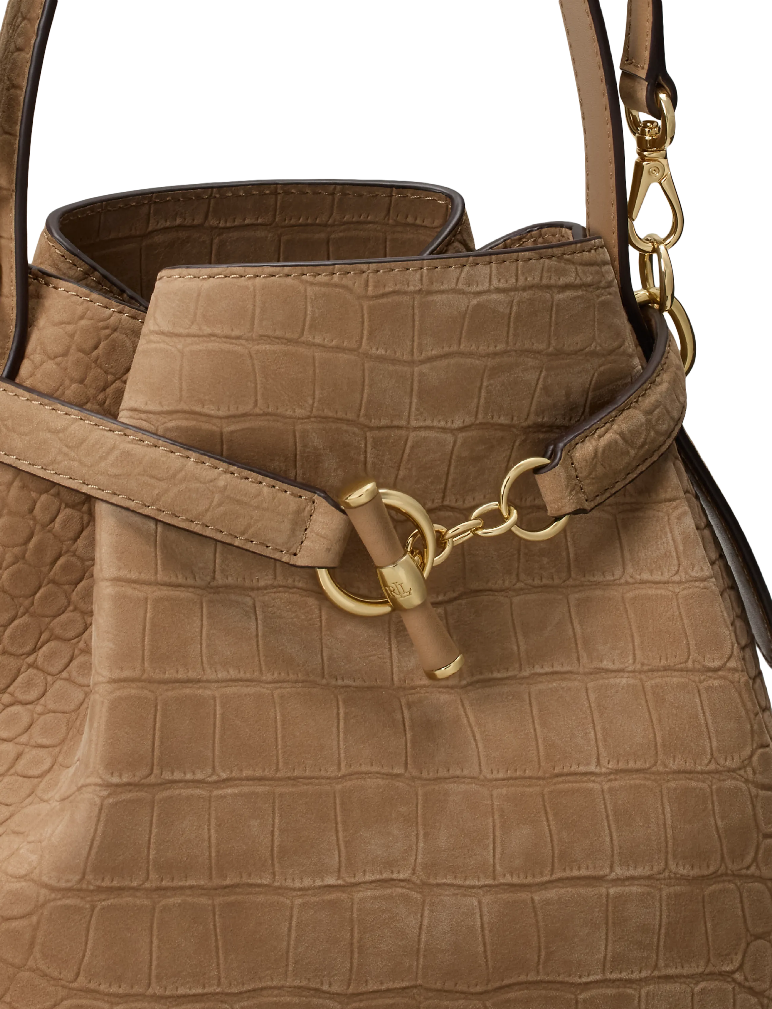 Lauren Ralph Lauren - Embossed Nubuck Medium Blaike Bucket Bag - beuteltaschen - camel - 4