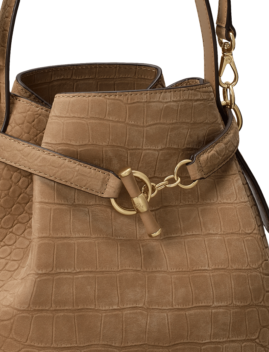 Lauren Ralph Lauren - Embossed Nubuck Medium Blaike Bucket Bag - beuteltaschen - camel - 4
