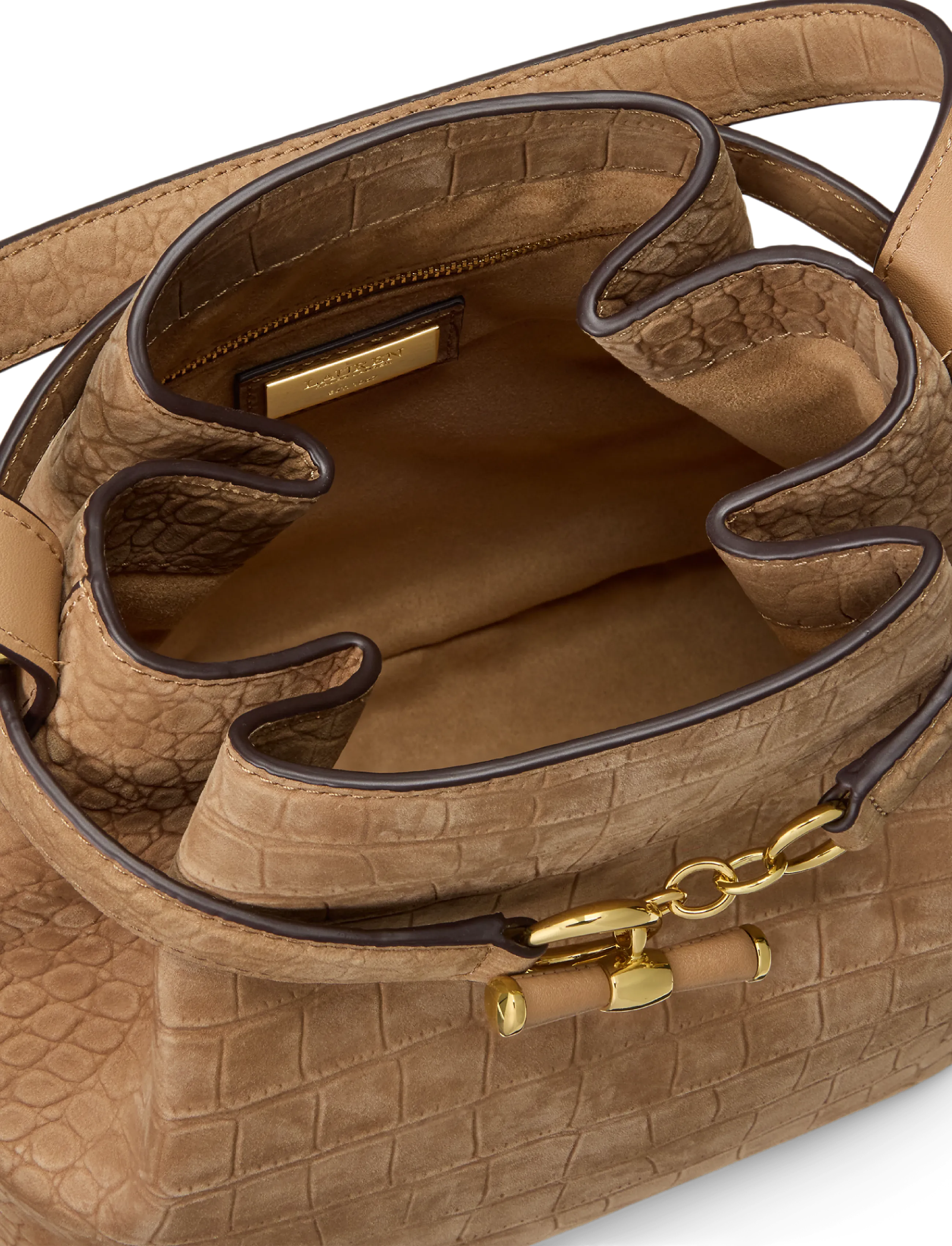 Lauren Ralph Lauren - Embossed Nubuck Medium Blaike Bucket Bag - beuteltaschen - camel - 5