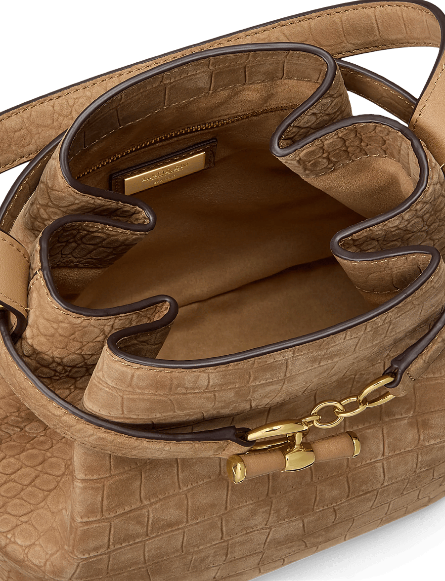Lauren Ralph Lauren - Embossed Nubuck Medium Blaike Bucket Bag - beuteltaschen - camel - 5