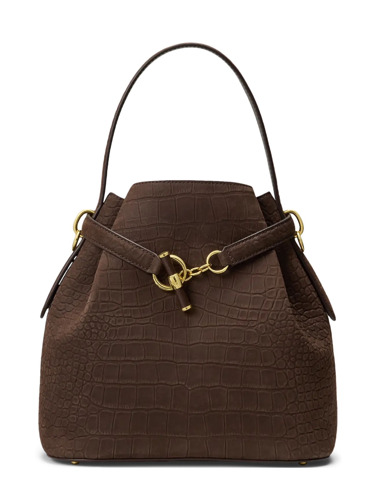 Lauren Ralph Lauren Embossed Nubuck Medium Blaike Bucket Bag - Taschen - CHESTNUT BROWN / brown
