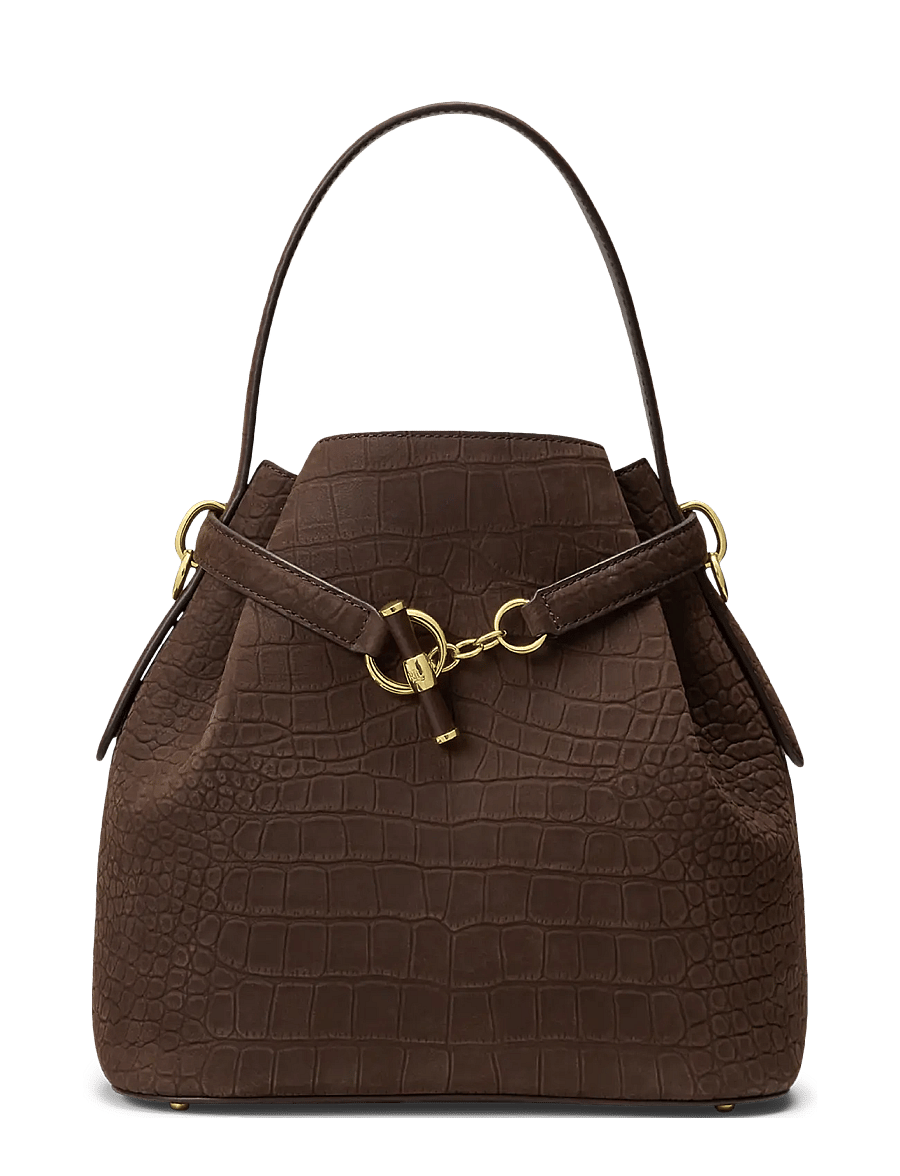 Lauren Ralph Lauren - Embossed Nubuck Medium Blaike Bucket Bag - beuteltaschen - chestnut brown - 0