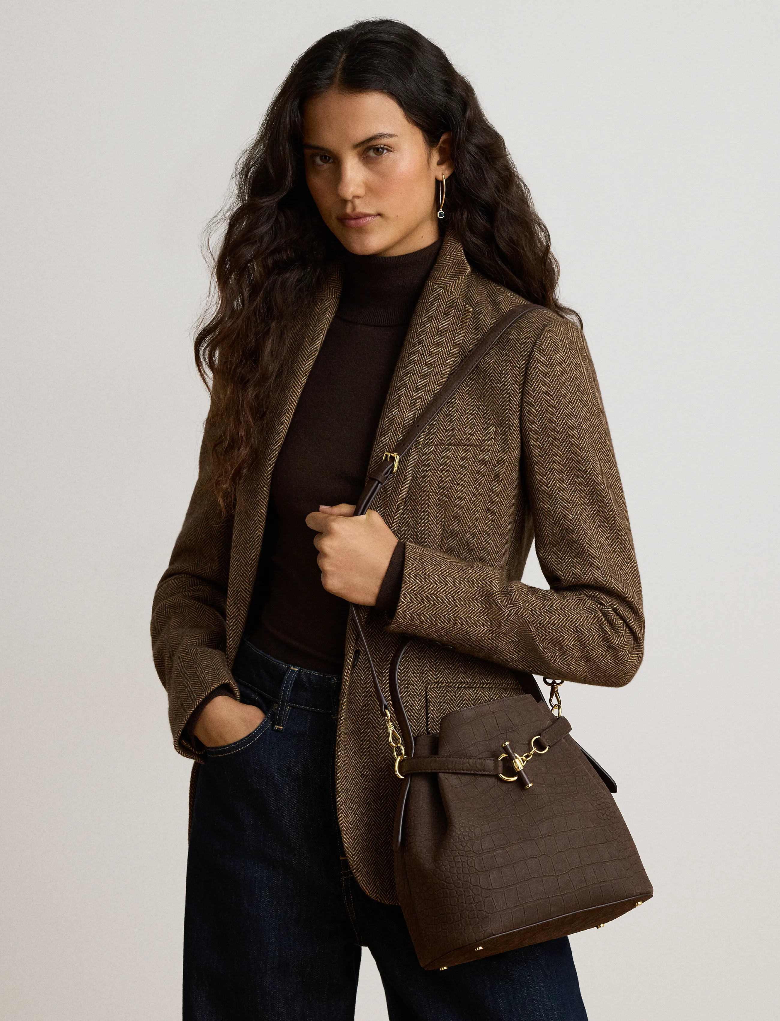 Lauren Ralph Lauren - Embossed Nubuck Medium Blaike Bucket Bag - beuteltaschen - chestnut brown - 3