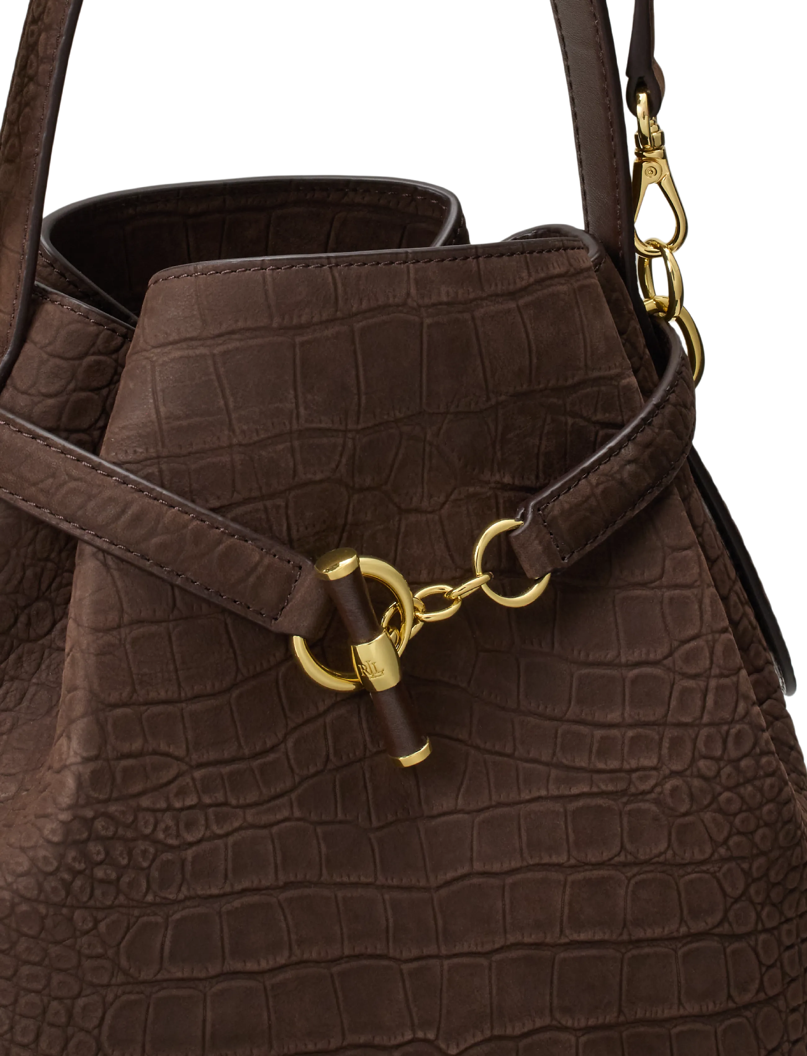 Lauren Ralph Lauren - Embossed Nubuck Medium Blaike Bucket Bag - beuteltaschen - chestnut brown - 4