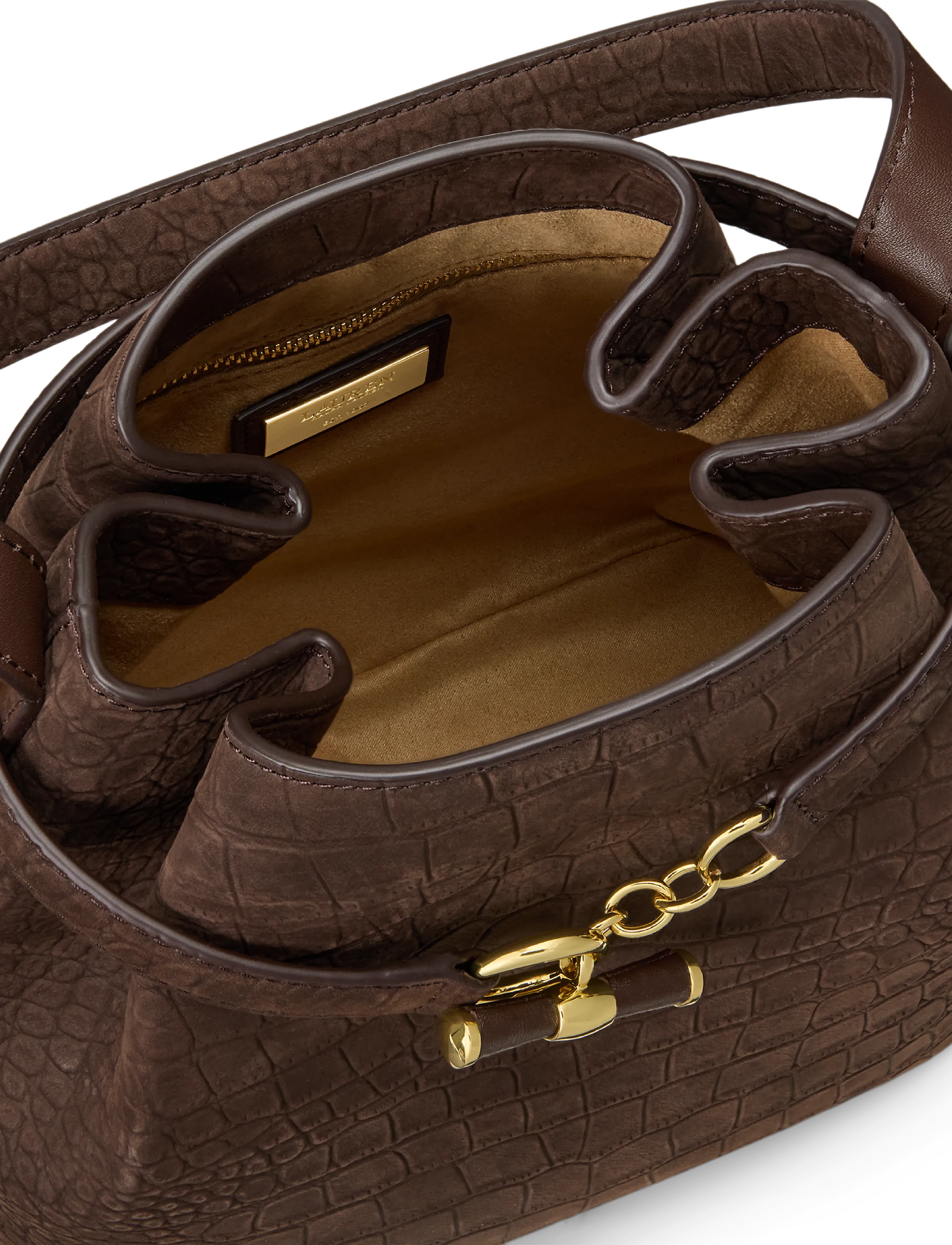 Lauren Ralph Lauren - Embossed Nubuck Medium Blaike Bucket Bag - beuteltaschen - chestnut brown - 5