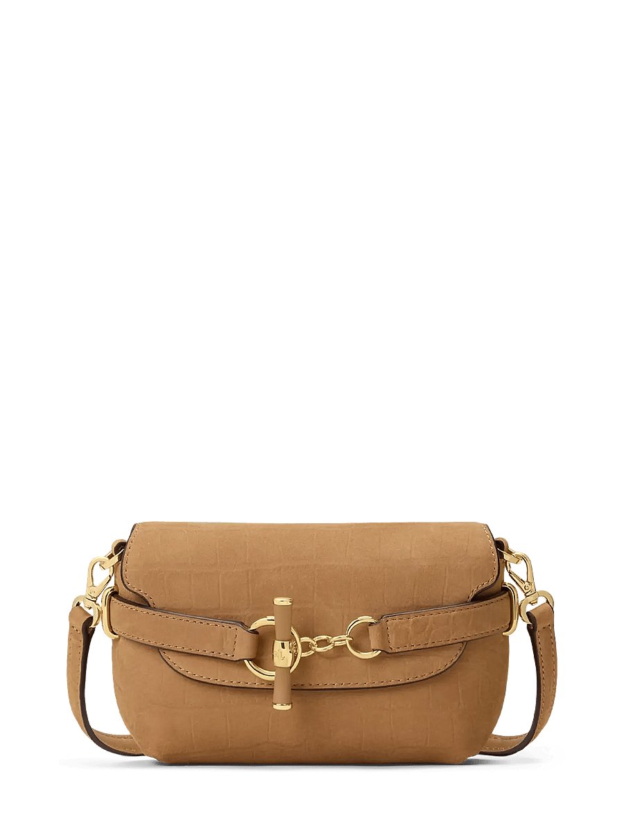 Lauren Ralph Lauren - Croc-Embossed Small Blaike Crossbody Bag - umhängetaschen - camel - 0