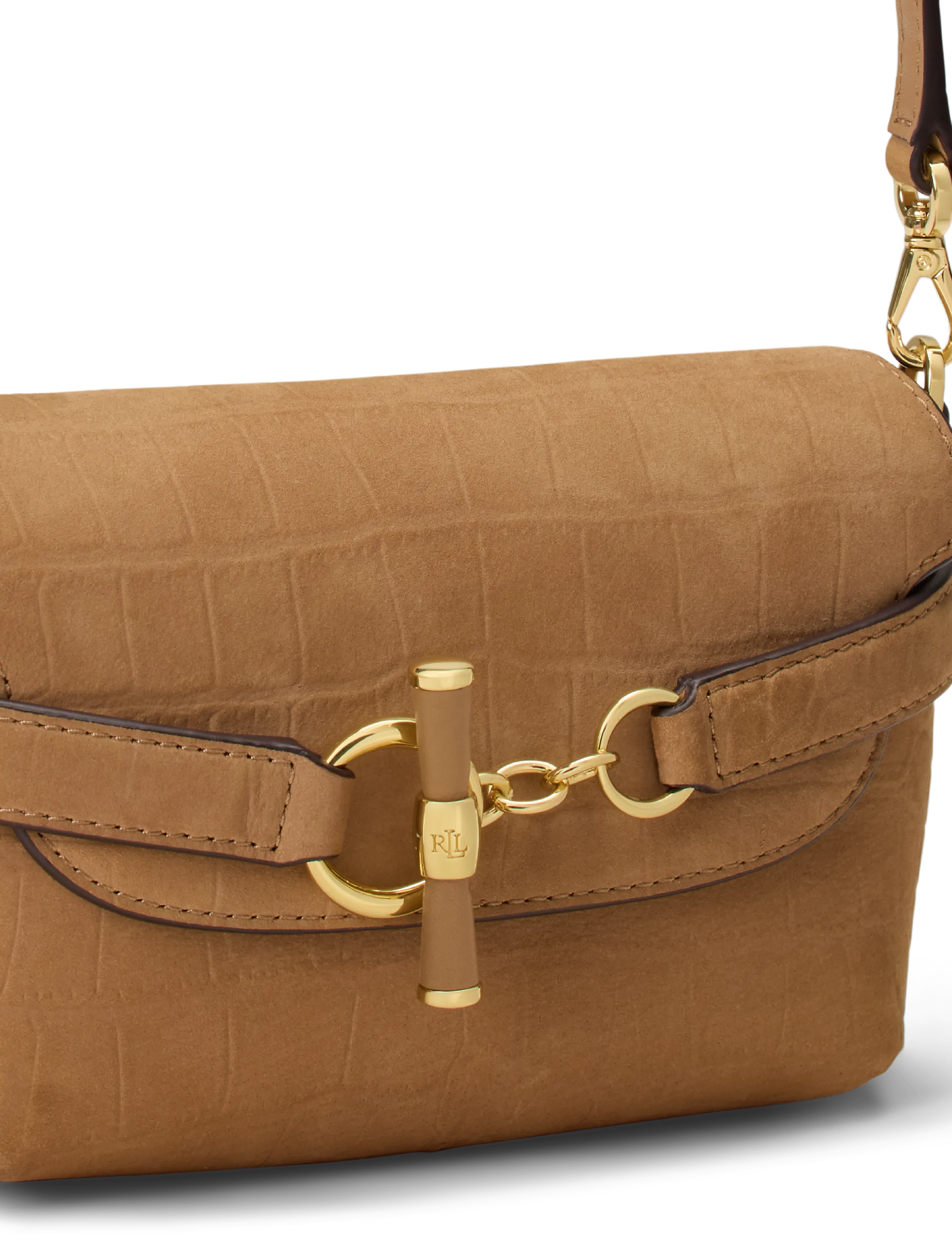 Lauren Ralph Lauren - Croc-Embossed Small Blaike Crossbody Bag - umhängetaschen - camel - 4